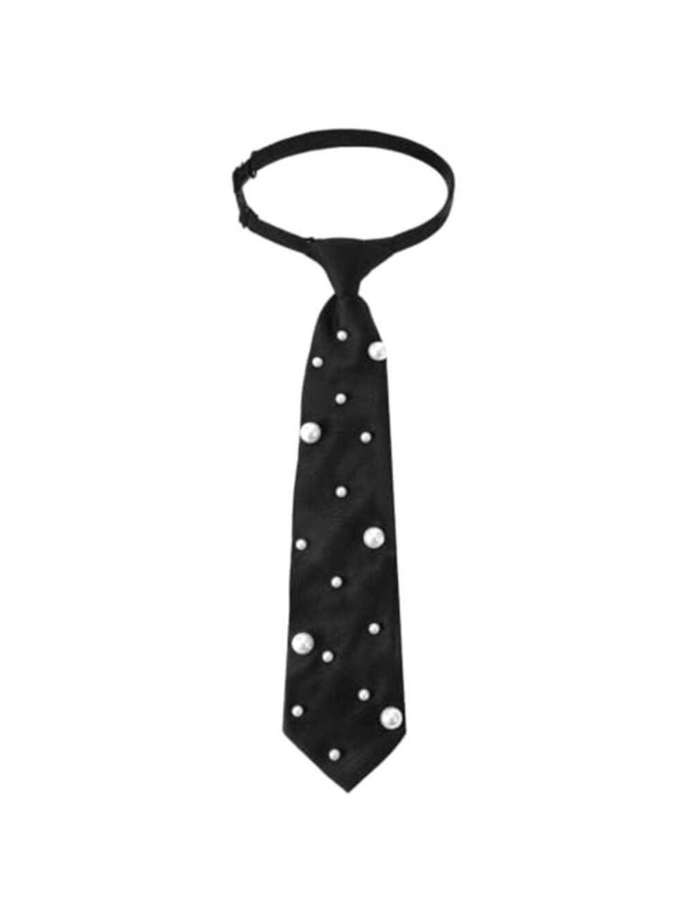 Black Tie for Women Men Pre-Tied Pearl Tie